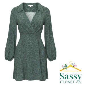 Madewell Black Green Floral Mini Collared Dress NWT Size 12